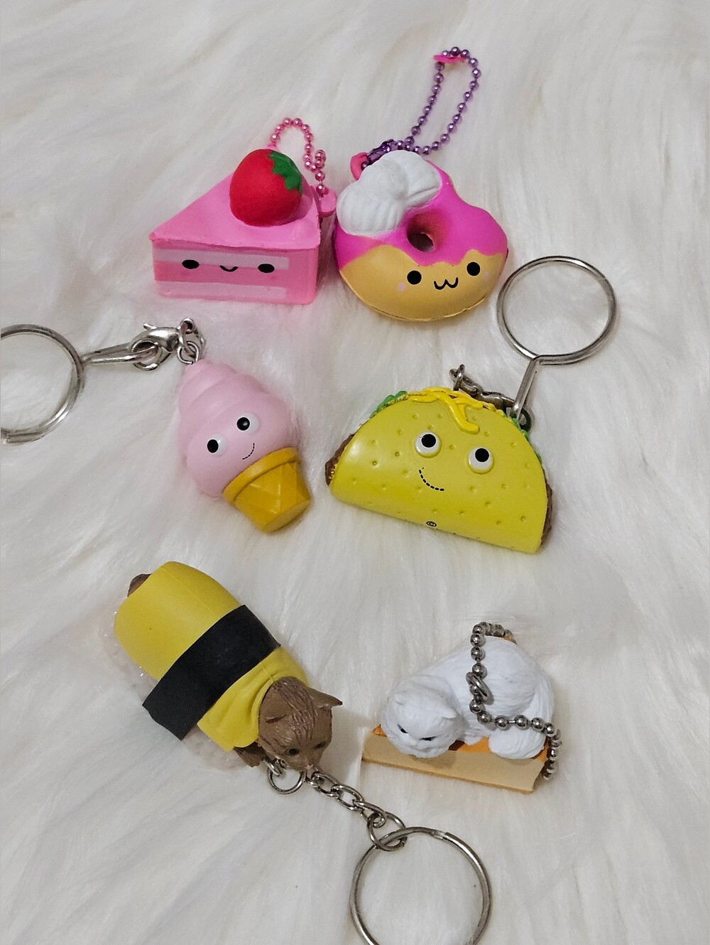 Kawaii Food & Animal Squishy Keychains Lot